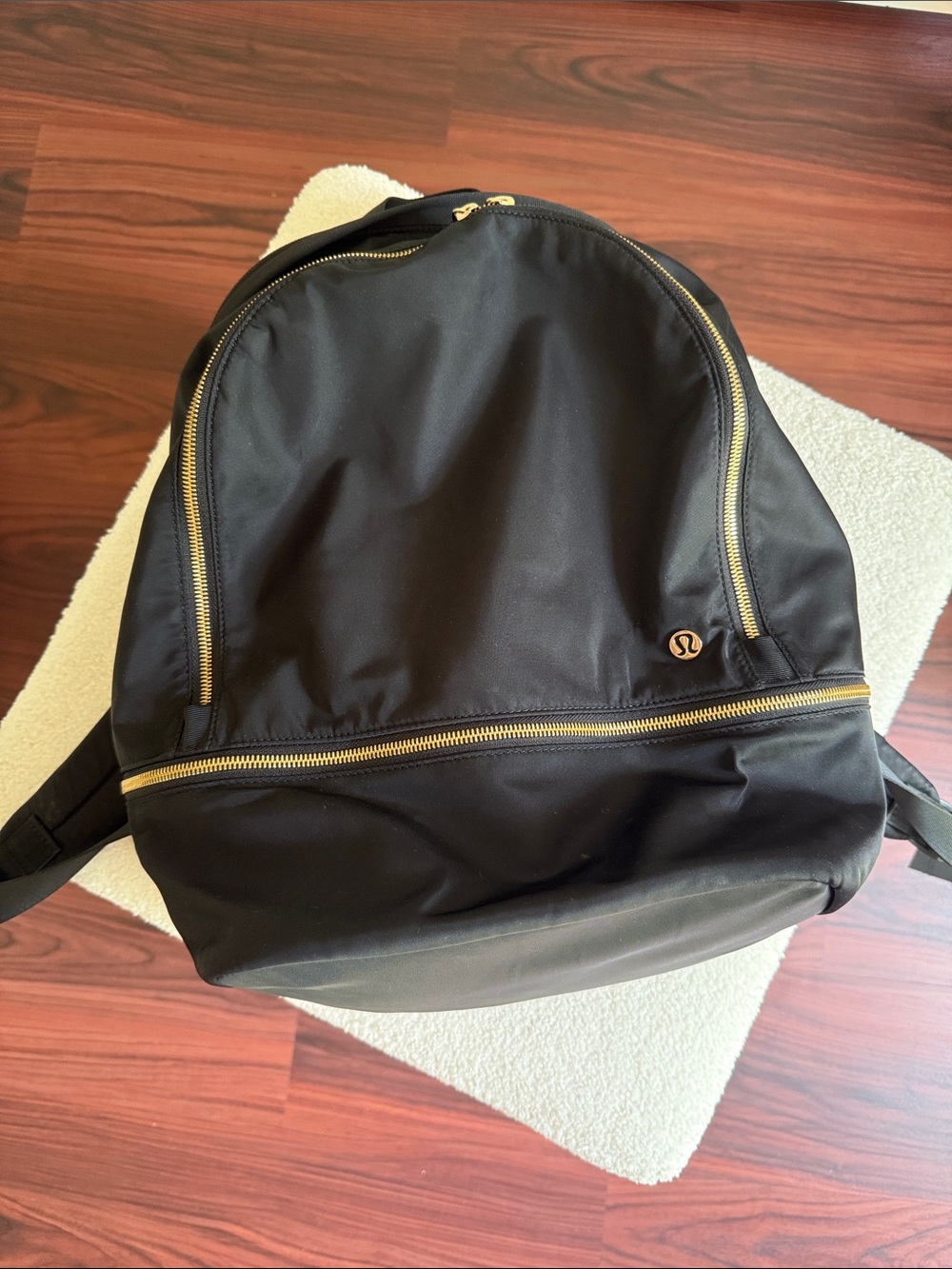 lululemon athletica Black Backpack with Gold Zippers
